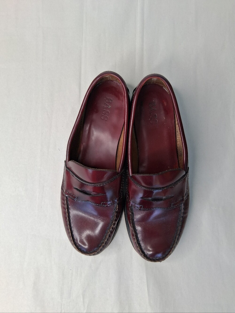 Bass Men's Burgundy Leather Penny Loafers